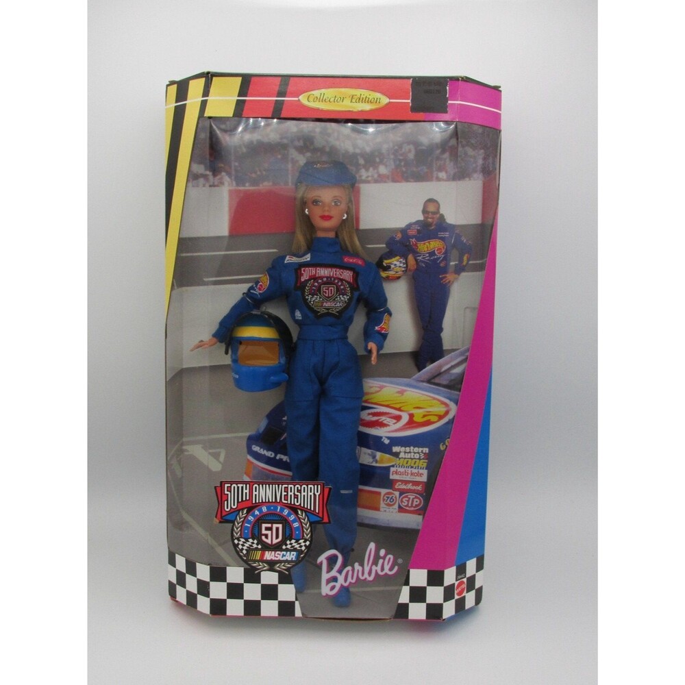 VTG 1998 Mattel 20442 Nascar 50th Anniversary Car Racing Barbie Doll